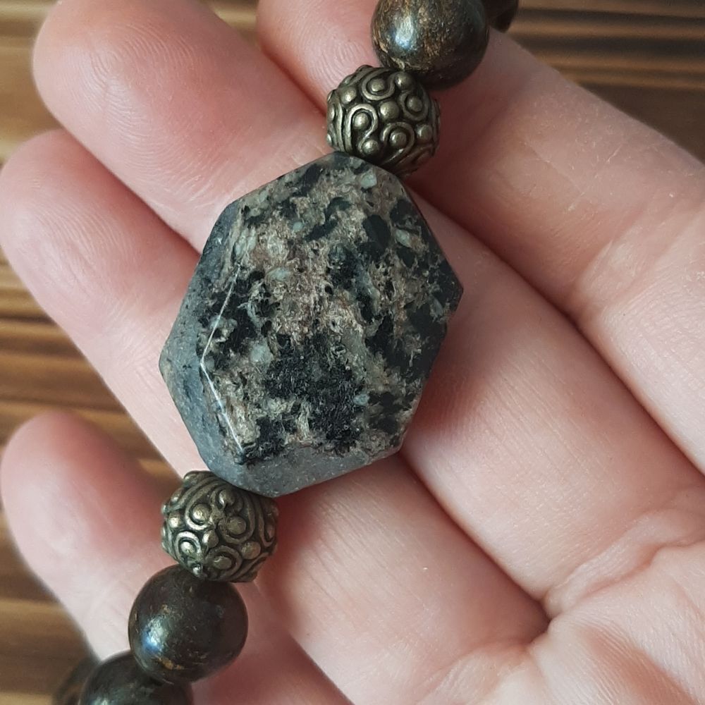 Bronzite & Charoite Large Natural Beaded Stretch Bracelet